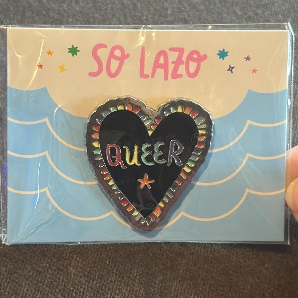 QUEER Heart Shaped Pride Enamel Pin Badge by So Lazo NEW